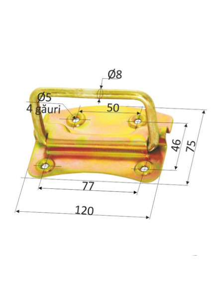 MANER MOBIL APLICAT CU SUPORT DREPT 75X120MM / 50MM