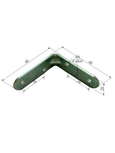 COLTAR METALIC DREPTUNGHIULAR SIMPLU 16/40X40MM