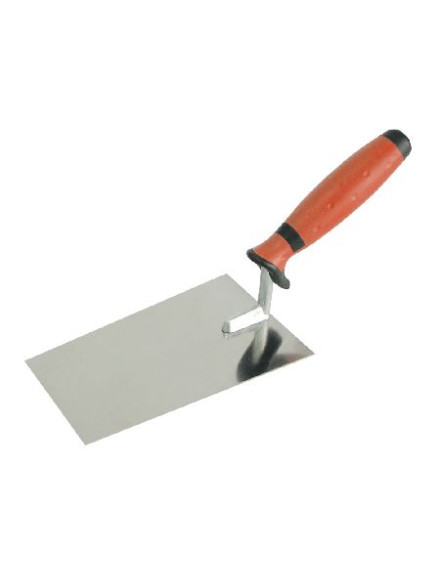 MISTRIE INOX TRAPEZOIDALA CU MANER GUMAT 180X120X90MM