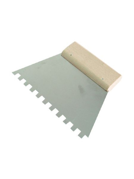 SPATULA INOX DINTATA CU MANER LEMN 250/6MM