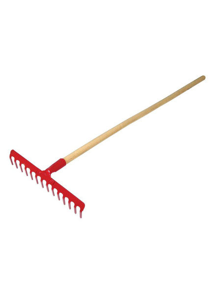GREBLA METALICA CU MANER LEMN 130CM / 14 DINTI
