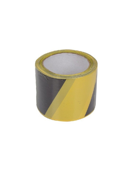 BANDA AVERTIZARE BICOLORA NEGRU-GALBEN 75MM / 100M